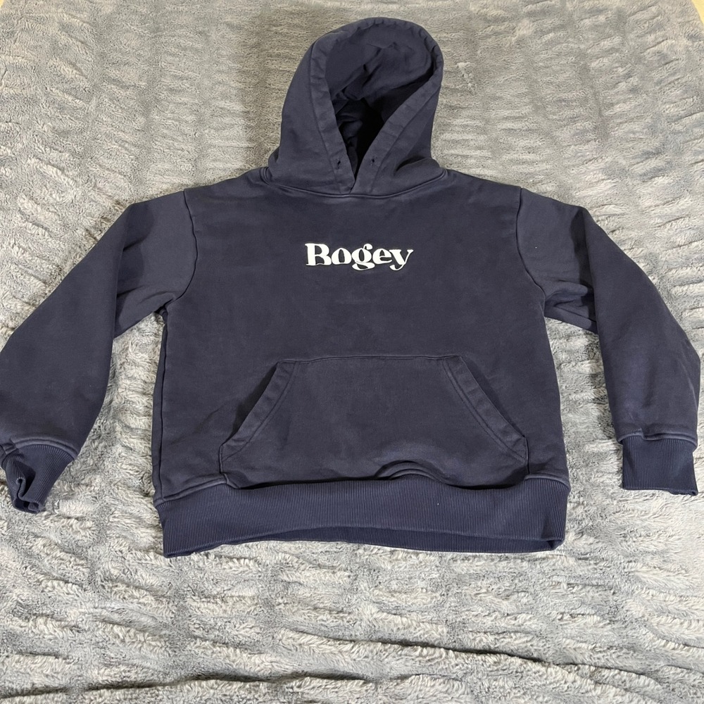 Bogey Boys Mens Navy Blue Embroidered Logo Cotton Pullover Hoodie Size Medium